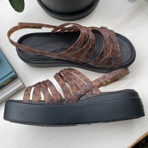Women's Crocs Brooklyn Tortoise Strappy Low Wedge